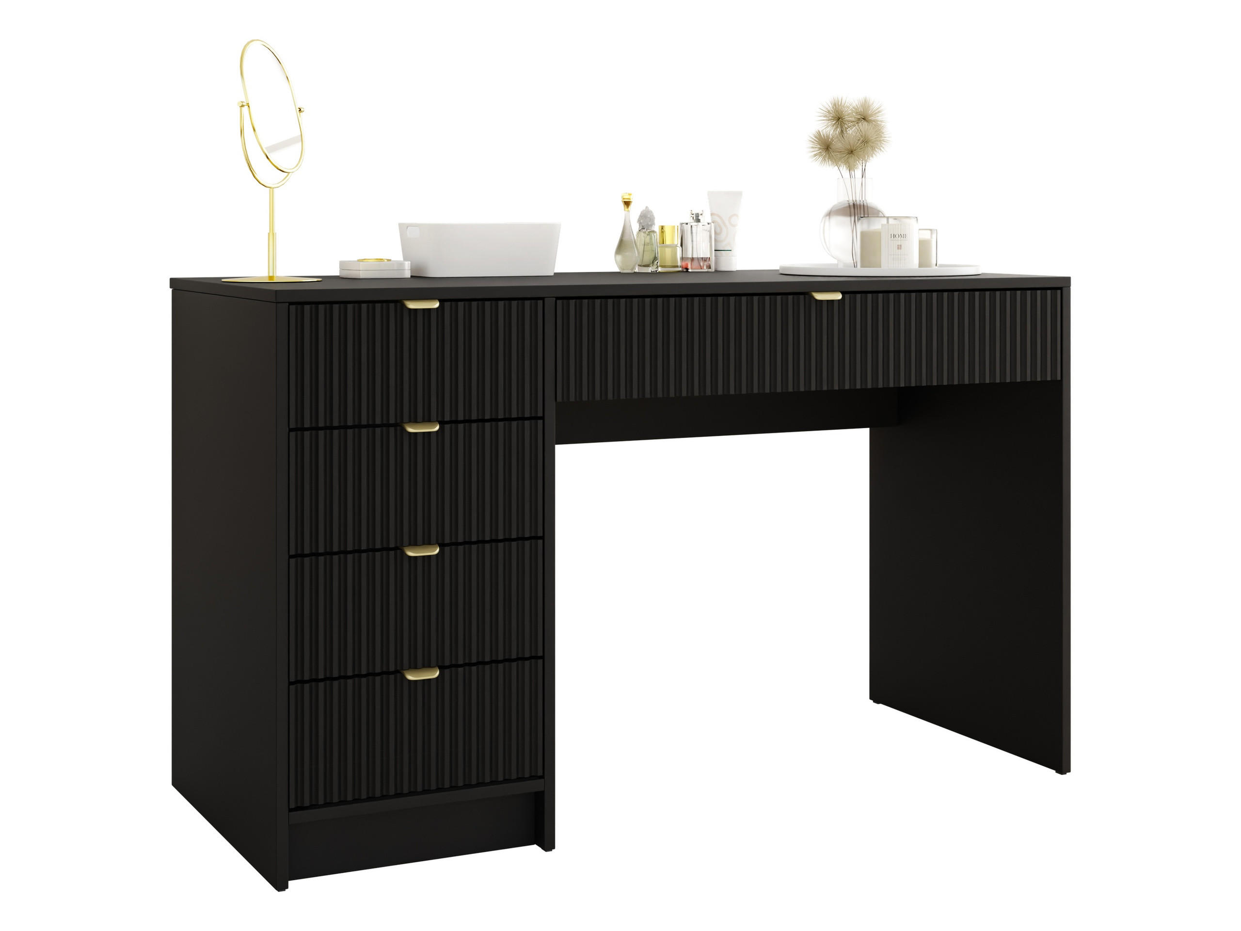 SCHMINKTISCH Tireno - Goldfarben/Schwarz, Holzwerkstoff/Metall (55/120/76cm) - MIRJAN24