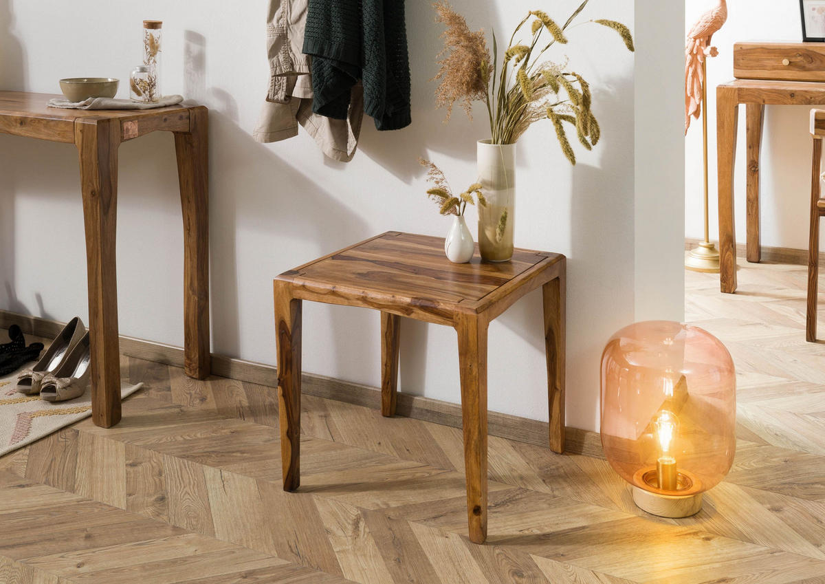 BEISTELLTISCH Sheesham 50x50x50 braun lackiert ANCONA #111 - Braun, Holz (50/50/50cm) - Massivmoebel24