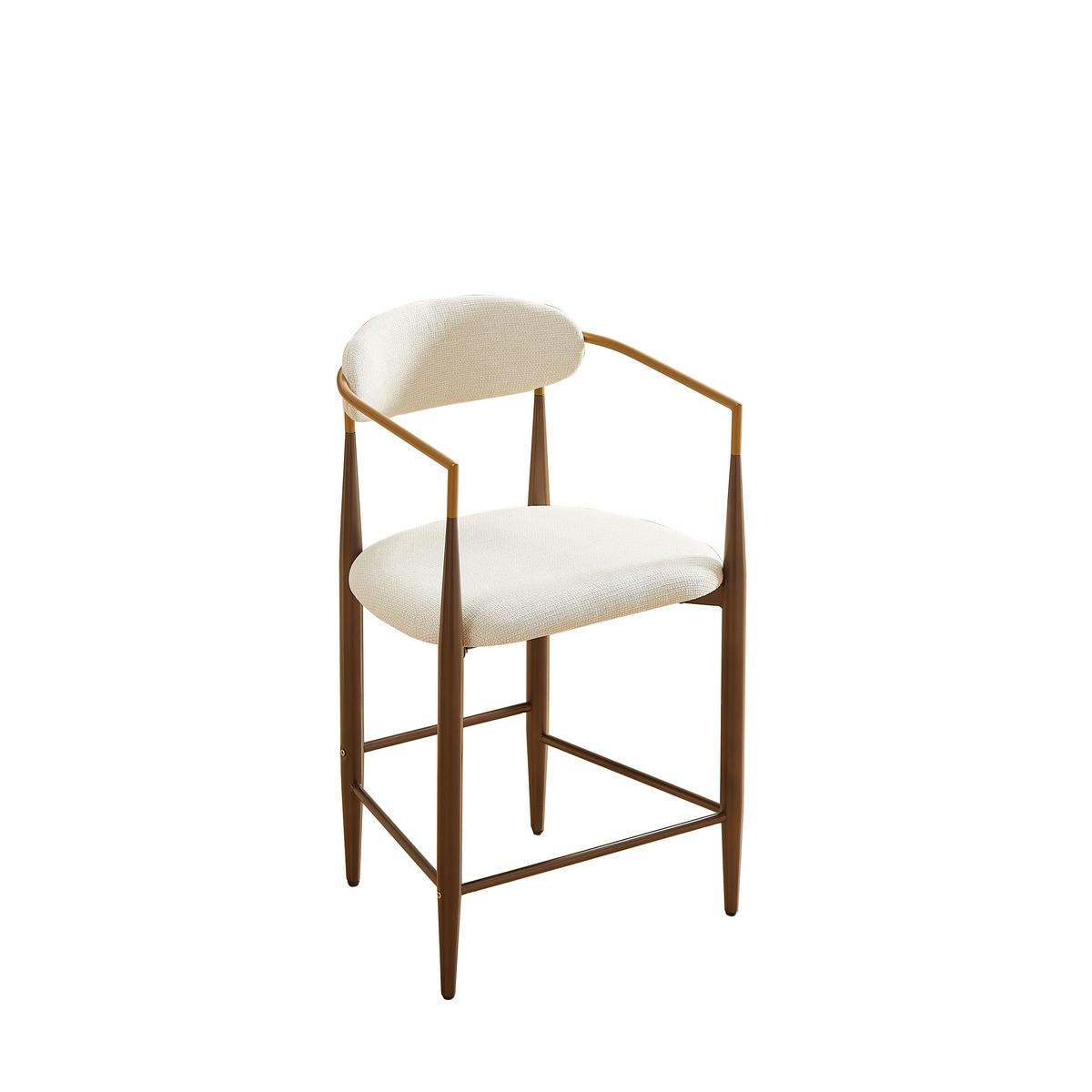 BARHOCKER 2er-Set mit Armlehnen und Stoffkissen, Creme - Beige, Textil (49/102/59cm)