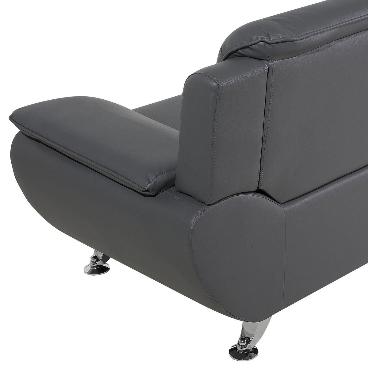 3-SITZER-SOFA Kunstleder Grau Leira - Grau, Kunststoff/Textil (201/88/86cm) - Beliani