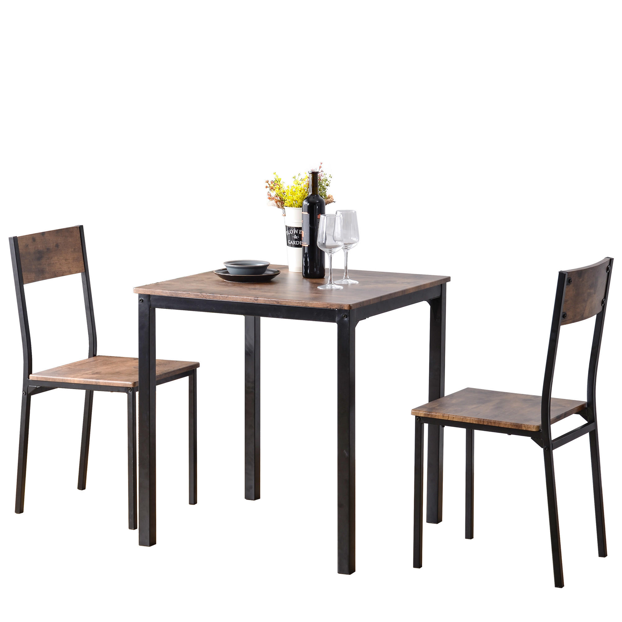 ESSTISCH SET braun 2 Stühle - Braun, Holzwerkstoff/Metall (70/75/70cm) - Urban Meuble