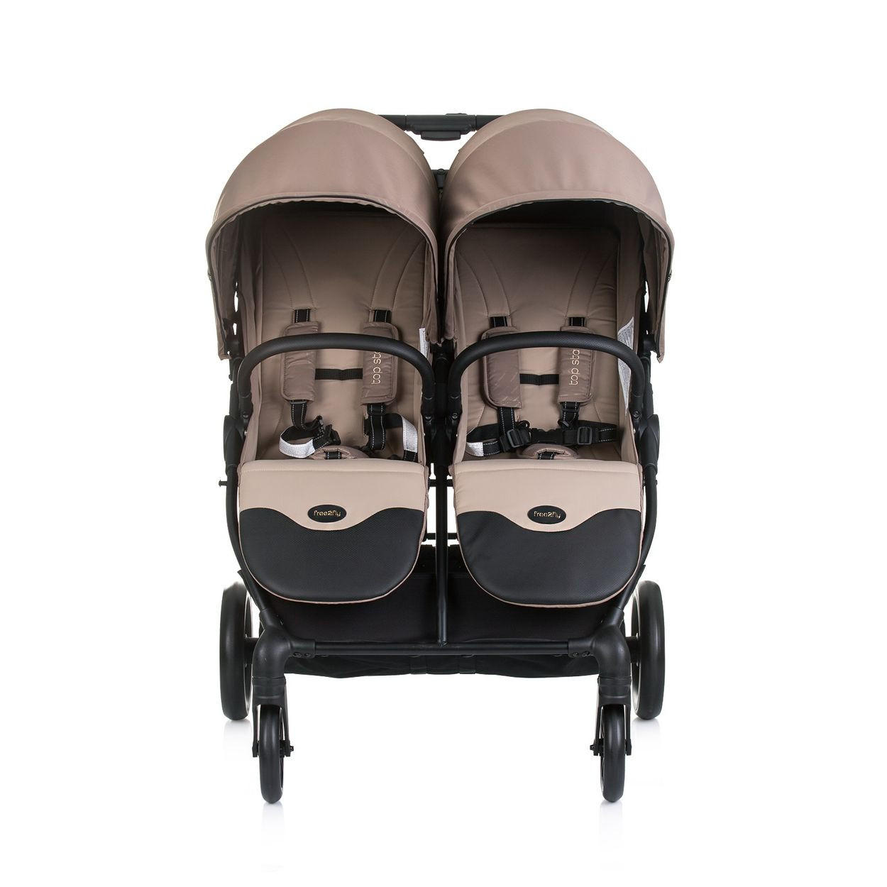 GESCHWISTERKINDERWAGEN Top Stars beige/braun 77 cm breit, Wickeltasche, Fußsack - Beige, Metall (79/77/110cm) - Chipolino