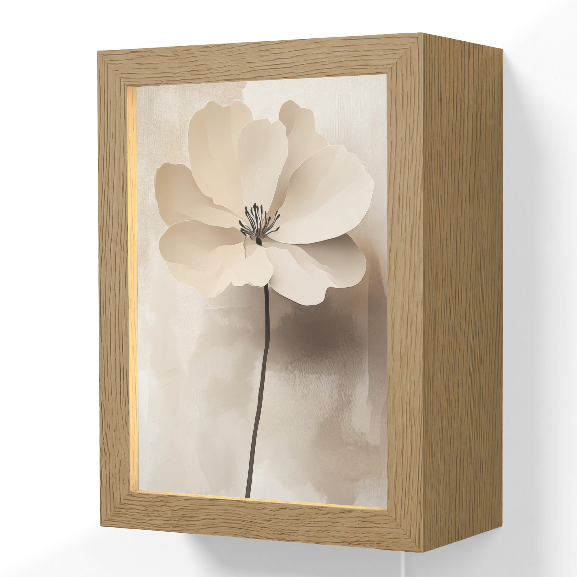 NÁSTENNÉ SVIETIDLO Kvetina - béžová - farba - tieň 15x20 cm - béžová, kompozitné drevo (15/20/8cm) - OnlyWow