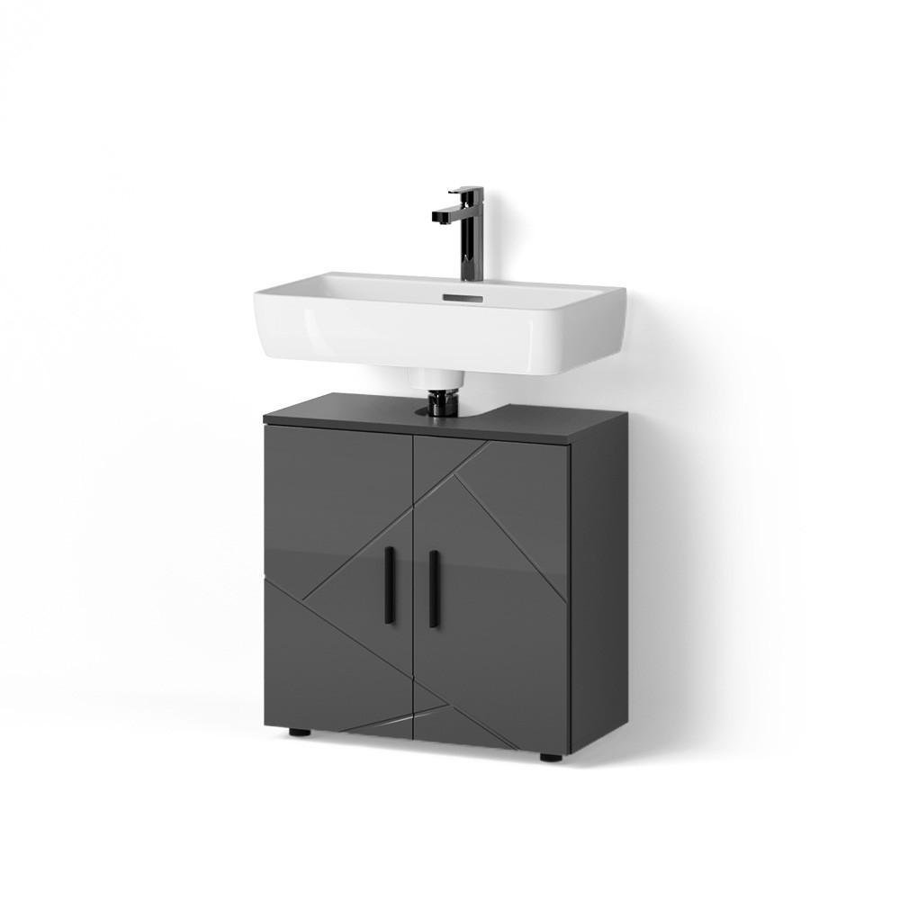 Livinity® ZÁKLADNÍ SKŘÍŇKA POD UMYVADLO Ronco Antracitový vysoký lesk 60 x 59 cm
