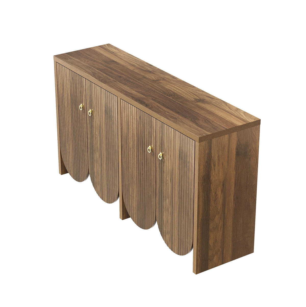 KOMMODE aus MDF 147x40x80cm in Walnussoptik mit 4 Türen - Walnussfarben, Holzwerkstoff (147/80/40cm) - Modfu