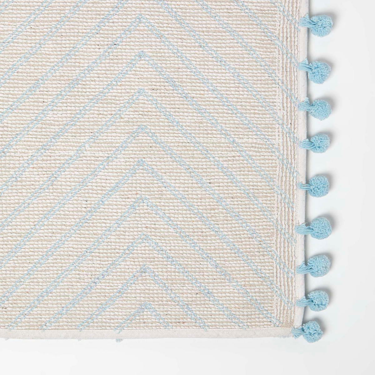 BADEMATTE 50/80 cm Chevron, Baumwolle - Hellblau, Textil (50/80cm) - Homescapes