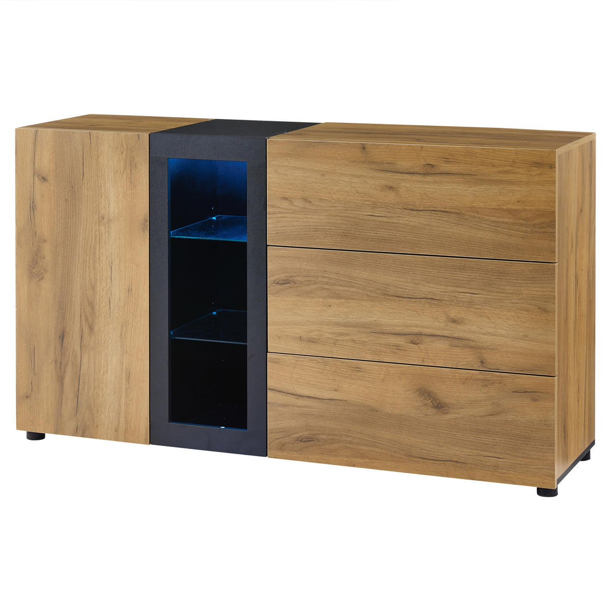 SIDEBOARD Braun/Schwarz 140/40/80 cm - Braun, Holzwerkstoff (140/80/40cm) - PANGIVO