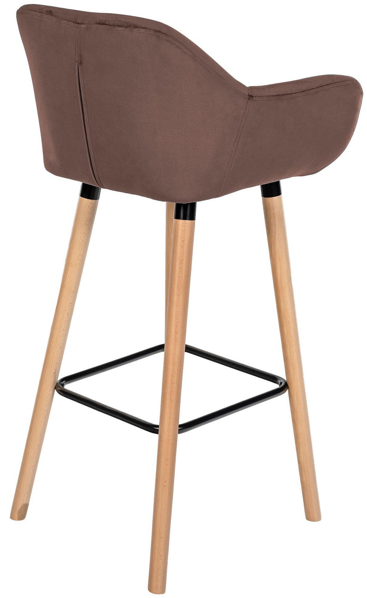 BARHOCKER Samt coffee - Hellbraun/Eukalyptusholzfarben, Holz/Textil (51/101/50cm) - CLP