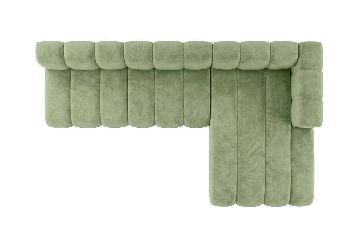 ECKSOFA Modulares In L-Form, Velvet-Stoff Riviera, Olive, Rechts, GRAND 295 cm - Olivgrün, Holz (295/179cm) - Kaiser Möbel