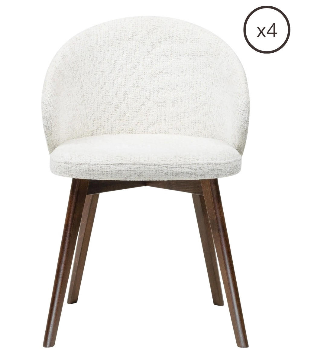 ESSZIMMERSTUHL MELIE 4er Set in Creme Chenille mit Dunkelbraunen Buchenholzbeinen 54/49/82 cm - Dunkelbraun/Creme, Holz/Textil (54/82/49cm) - WFL GROUP
