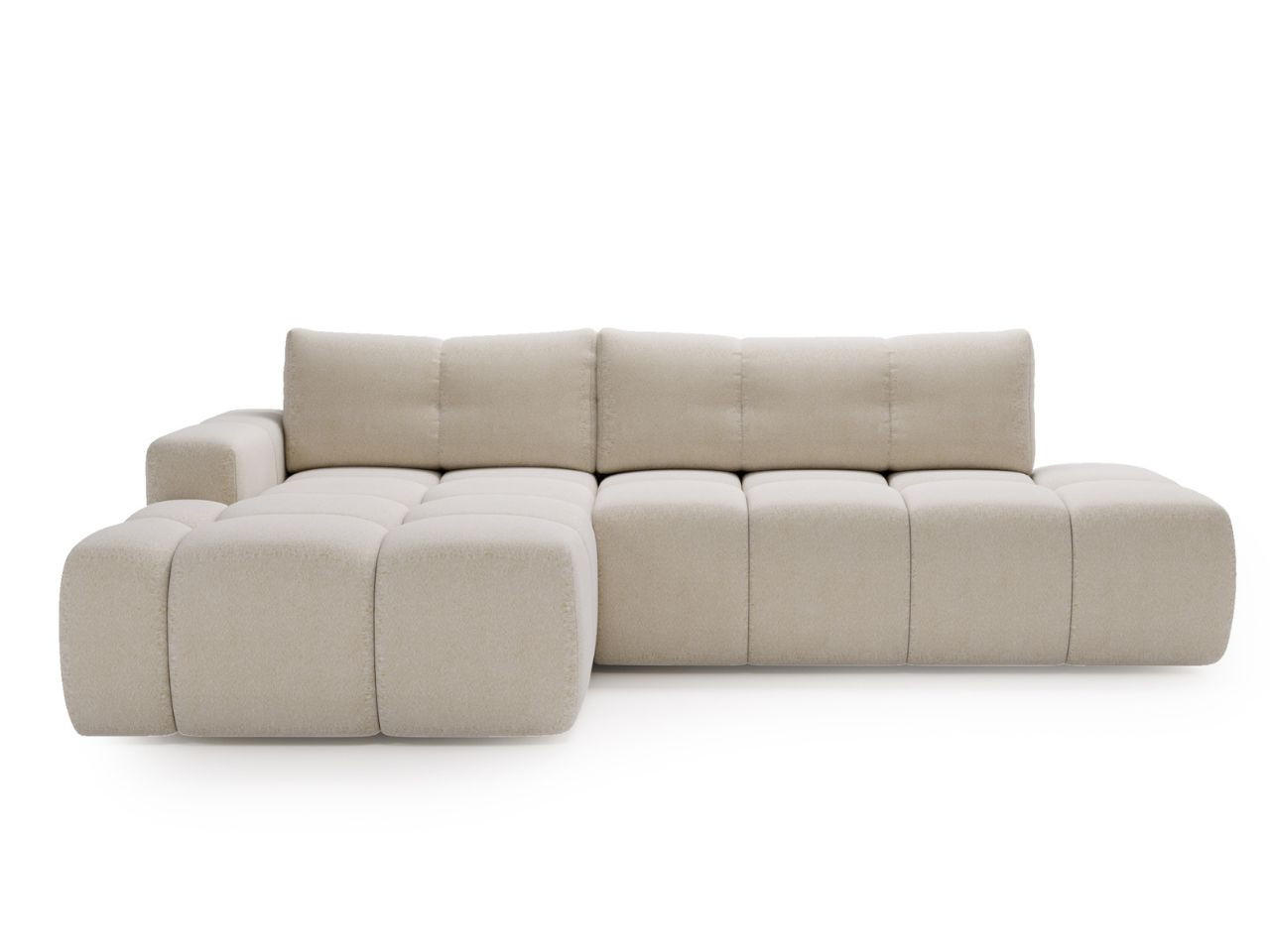 ECKSOFA Montero Bouclé-Stoff Creme Links - Creme, Holz/Textil (280/177cm) - Graingold