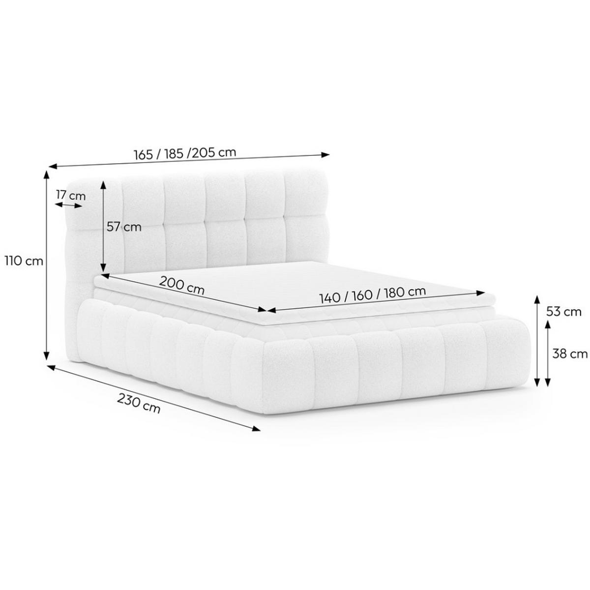 POLSTERBETT Cleo mit Matratze und Topper, 180x200 cm, Hellgrau - Hellgrau, Textil (180/200cm) - Beautysofa