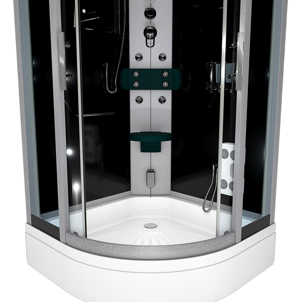 DAMPFDUSCHE Dusche D46-63T2 sw 100x100 - Schwarz, Glas/Kunststoff (100/100/225cm) - AcquaVapore by Sandra Jentho