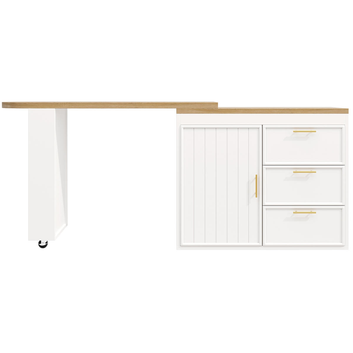 BARTISCH mdf in weiß mit holzoptik, 360° drehbar & 3 schubladen - Weiß, Holzwerkstoff (39/203/90cm) - Urban Meuble