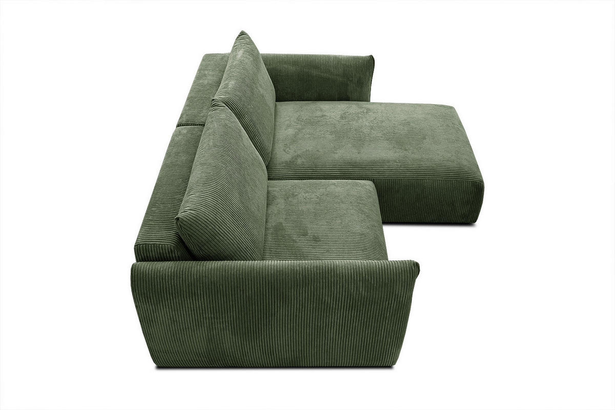 ECKSOFA TAUER 3-Sitzer, olivgrün - Schwarz/Olivgrün, Holzwerkstoff/Kunststoff (206/173cm) - Courtois Laville