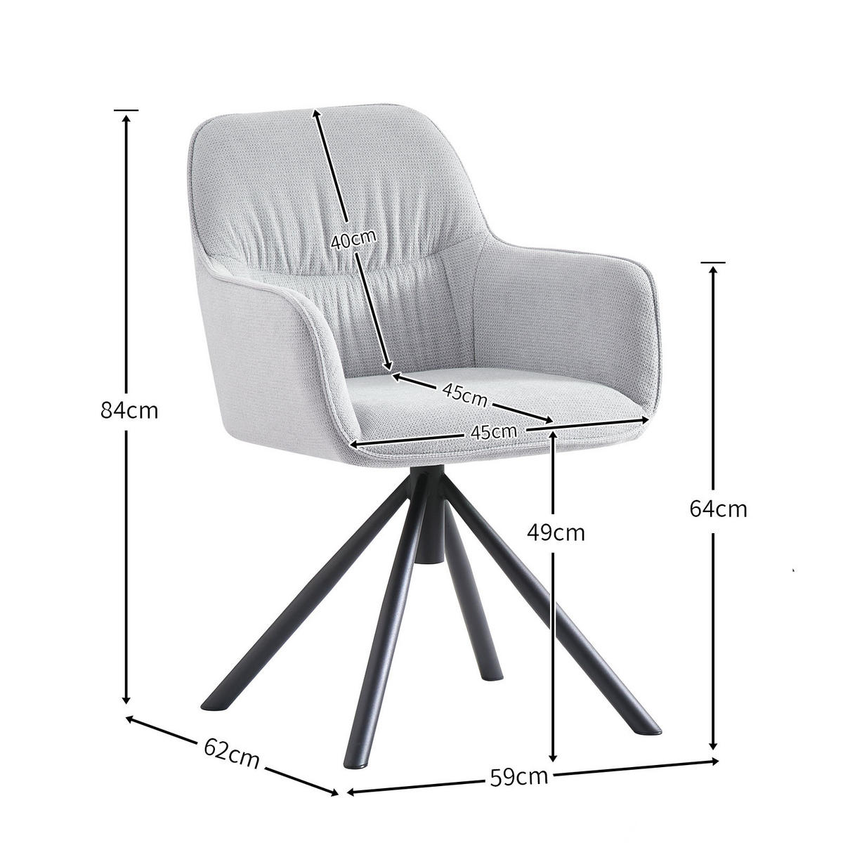 ARMLEHNSTUHL LATONA Curry - Currygelb, Textil/Metall (59/84/62cm) - B&D Home