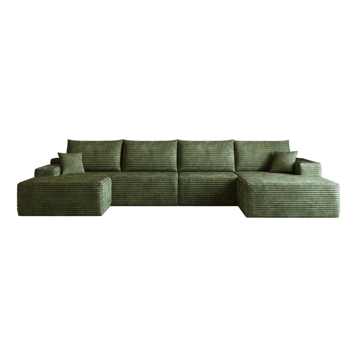 WOHNLANDSCHAFT DE-34857 U-Form 3-Sitzer Chaiselongue rechts Grün - Grün, Textil (175/83/270cm) - ComfortXL