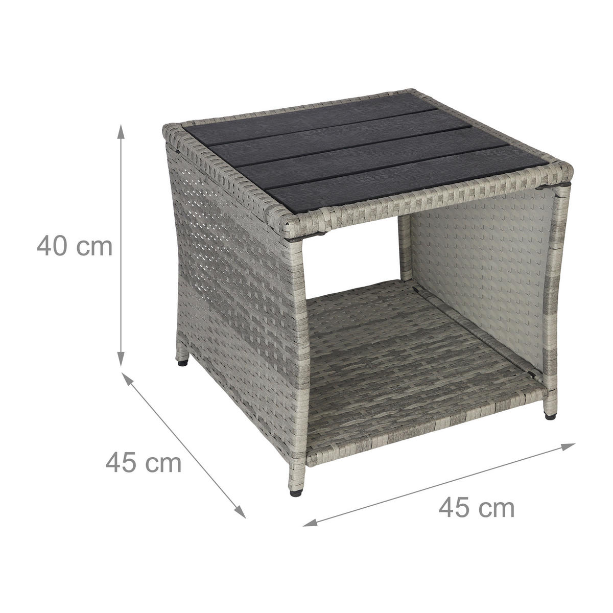 BALKONOVÝ stůl - šedá, kov/plast (45/45/40cm) - Relaxdays