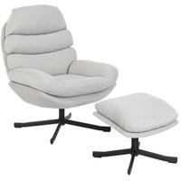RELA/AČNÉ kreslo s taburetom, 78/93/100 cm, polyester krémovobiele, otočné - krémová, textil (78/100/93cm) - BEAOK