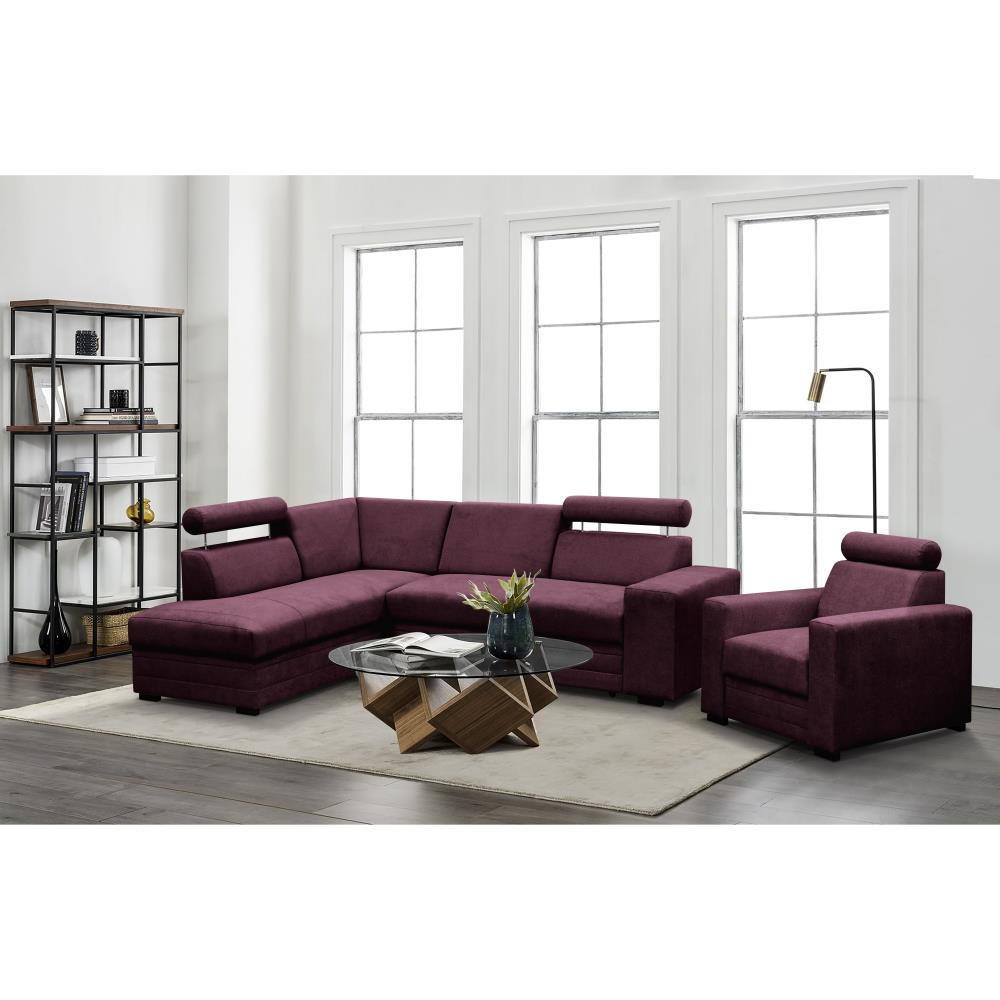 ECKSCHLAFSOFA Roma bordeaux links - Bordeaux/Schwarz, Textil (250/205cm) - Beautysofa