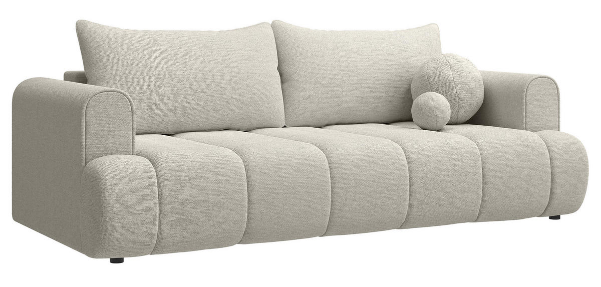 3-SITZER-SOFA Dandelino Graubeige mit Schlaffunktion - Greige/Schwarz, Kunststoff/Textil (250/90/112cm) - Selsey