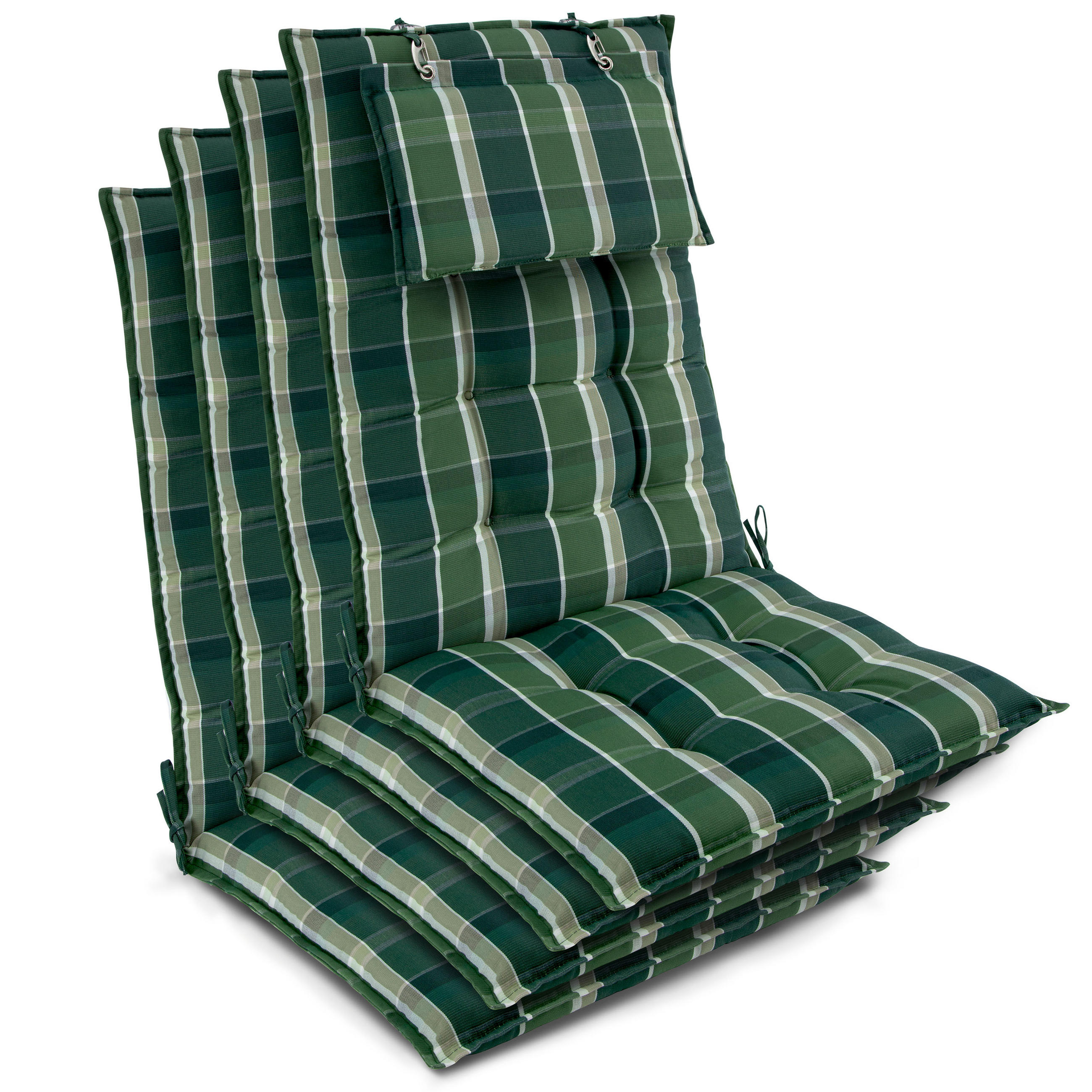 HOCHLEHNER Sun-HL 119x50x8cm Grün-Kariert (4tlg) - Dunkelgrün, Textil (50/120cm) - Beautissu 