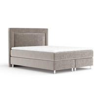 BOXSPRINGBETT Laguno Taupe 180/200 cm mit Latex-Topper - Taupe/Silberfarben, Holz/Holzwerkstoff (180/200cm) - Maison de Reve