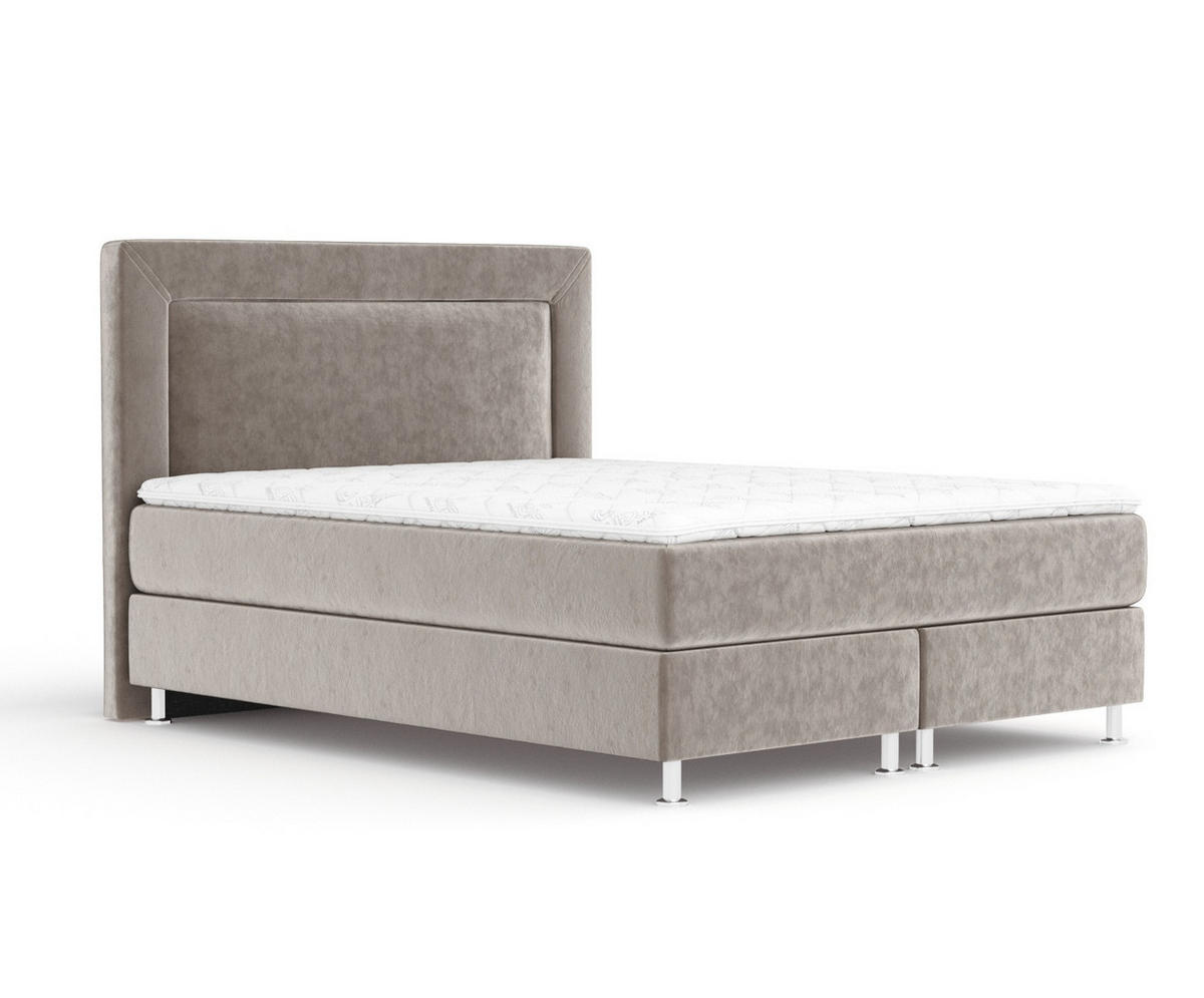 BOXSPRINGBETT Laguno Taupe 180/200 cm mit Latex-Topper - Taupe/Silberfarben, Holz/Holzwerkstoff (180/200cm) - Maison de Reve