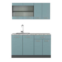 SINGLEKÜCHE R-Line Blau-Grau/Anthrazit 140 cm, AP Marmor - Anthrazit/Blaugrau, Holzwerkstoff (140/81.6/60cm) - Vicco