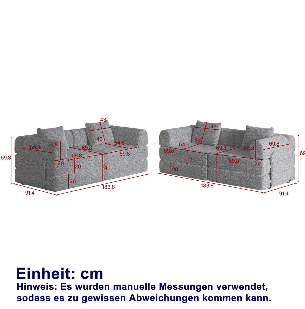 SCHLAFSOFA 2-in-1 aus Chenille, mit Armlehnen-Staufach, 91,4/183,8/69,8 cm, Beige - Beige, Textil (91.4/69.8/183.8cm) - Redom