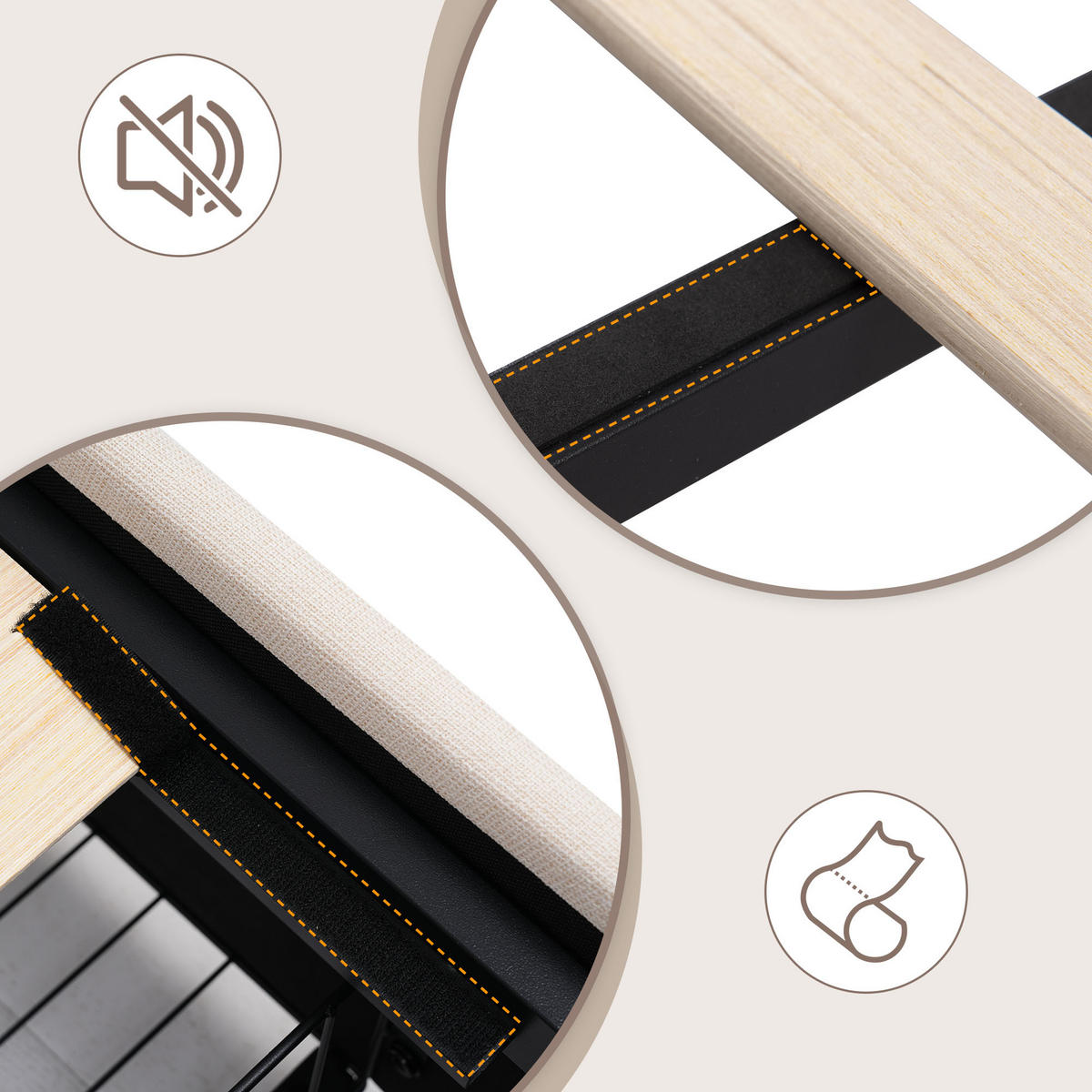 POLSTERBETT aus Holz 90x200 cm in Beige mit LED & Matratze - Beige, Holz (90/200cm) - Modfu