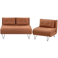 3-SITZER-SOFA SET orange/schwarz Vestfold - Schwarz/Orange, Textil (78/78/130cm) - Beliani