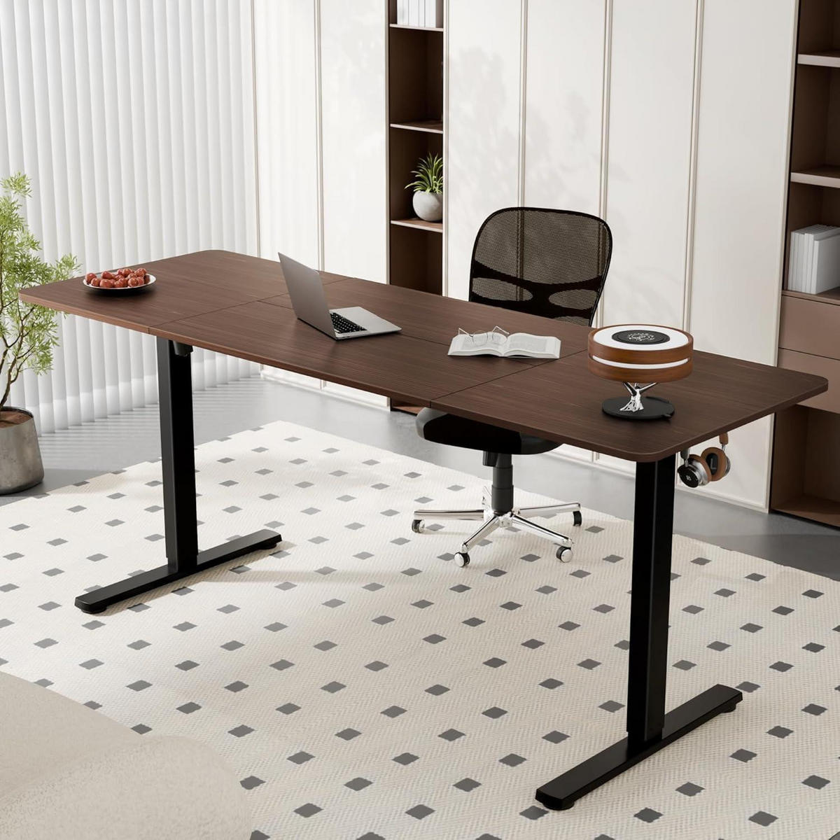 SCHREIBTISCH elektrisch höhenverstellbar 170 x 60 cm Schwarznuss - Braun, Holzwerkstoff (60/170/71cm)