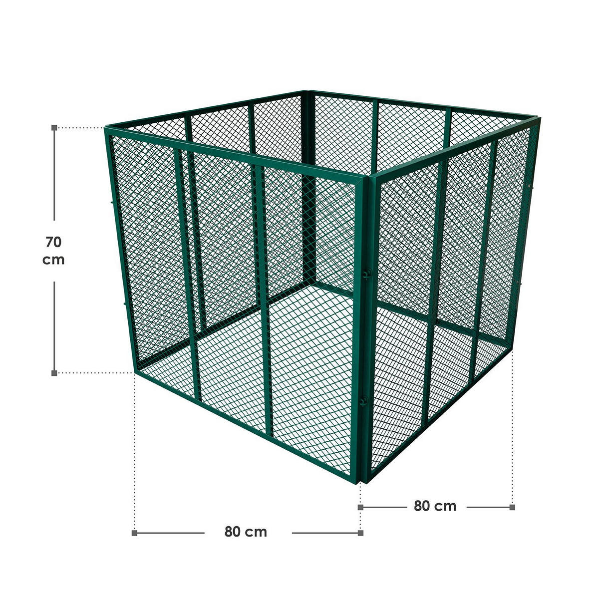 KOMPOSTER Metall dunkelgrün 450L - Grün, Metall (80/70/80cm) - Juskys