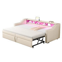 BETT 90/180x200 cm in Beige – ausziehbar, inkl. Lattenrost und USB - Beige, Textil (90/200cm) - BEAOK