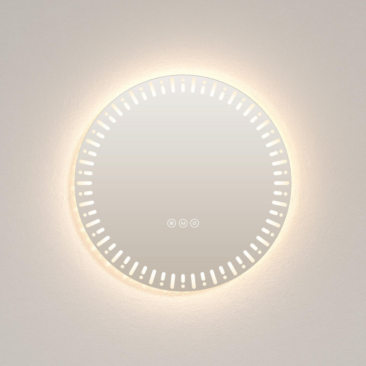 BADSPIEGEL Runder mit Beleuchtung mit Muster ф50 cm - Weiß, Glas (50/2.9/50cm) - EMKE