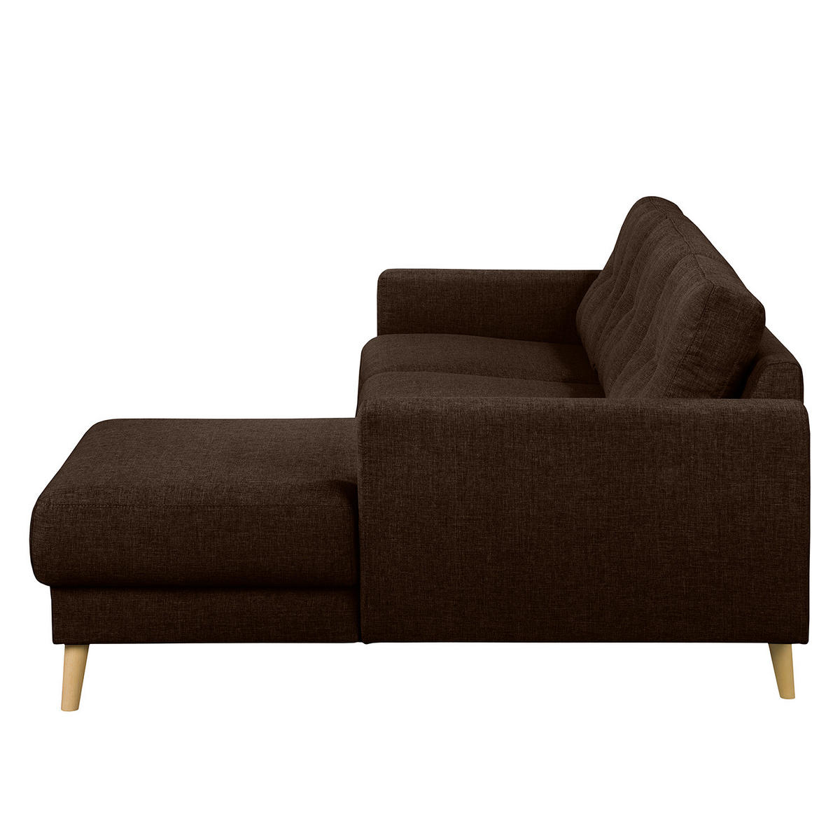 ECKSOFA mit Longchair - Hellbraun/Dunkelbraun, Holz/Textil (233/148cm) - home24