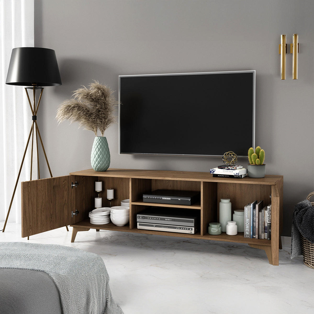 TV-MÖBEL Esteban Holz - Braun, Holzwerkstoff (150/52/40cm) - Petits-meubles
