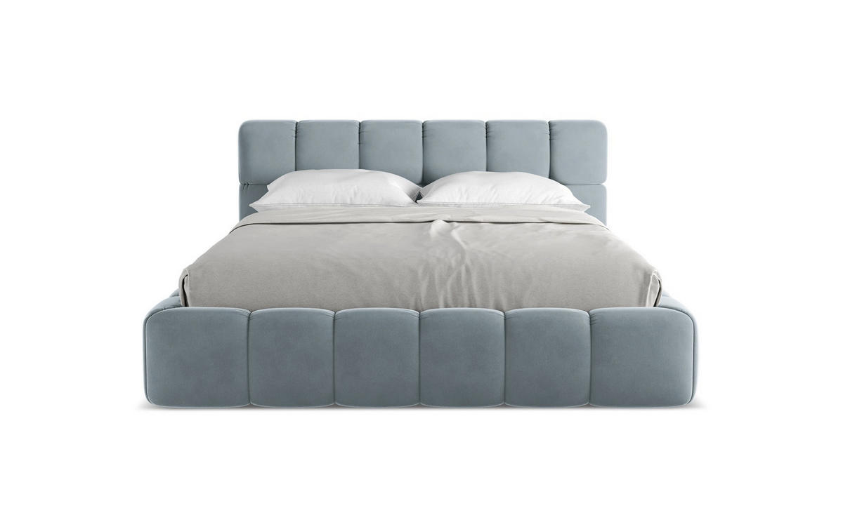 POLSTERBETT mit Bettkasten und Lattenrost 180x228 Blau - Blau/Schwarz, Kunststoff/Textil (160/200cm) - Makamii