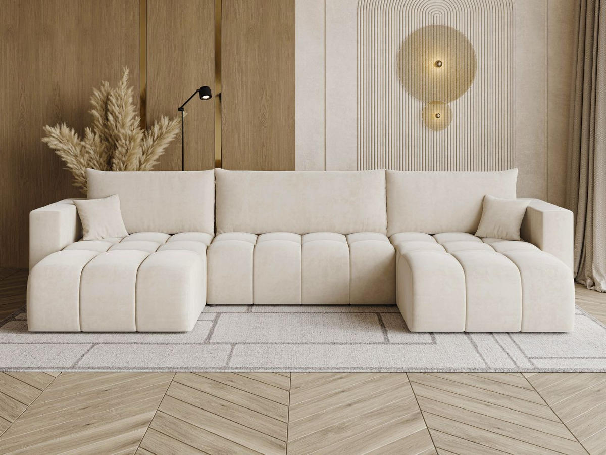 ECKSOFA U Neva Beige - Beige, Holz/Textil (370/170cm) - Graingold