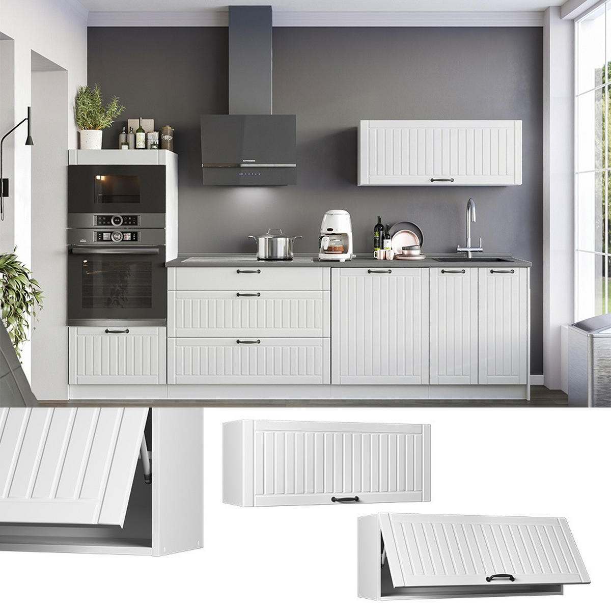 HÄNGESCHRANK Fame-Line, Weiß Landhaus/Weiß, 100 cm - Weiß, Holzwerkstoff (100/40/34.1cm) - Vicco