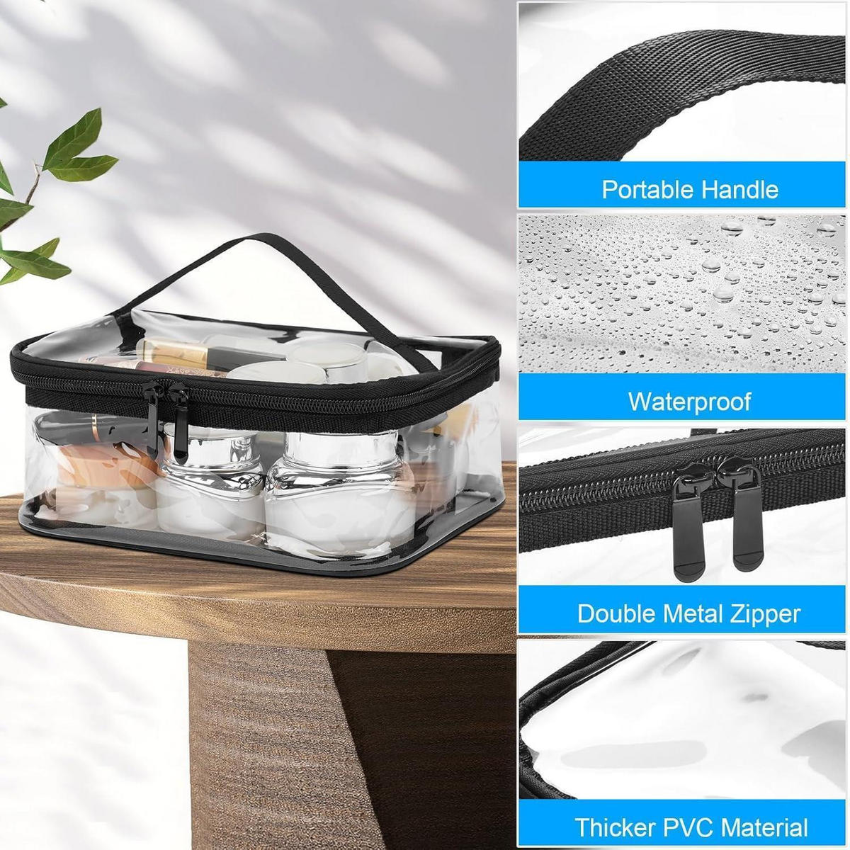 KULTURTASCHE 3-teiliges Set Transparent - Transparent, Kunststoff (22/4/30cm)