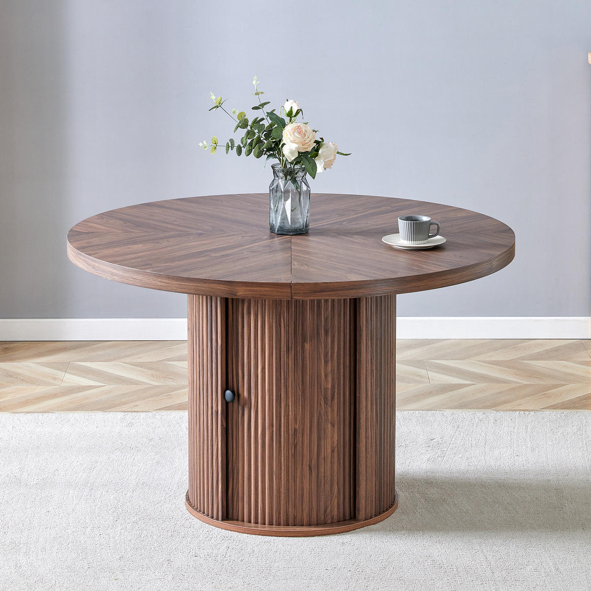 ESSTISCH Rund 115/74 cm mit Stauraum DE-40056 Nussbaum - Walnussfarben, Holzwerkstoff (115/115/74cm) - ComfortXL