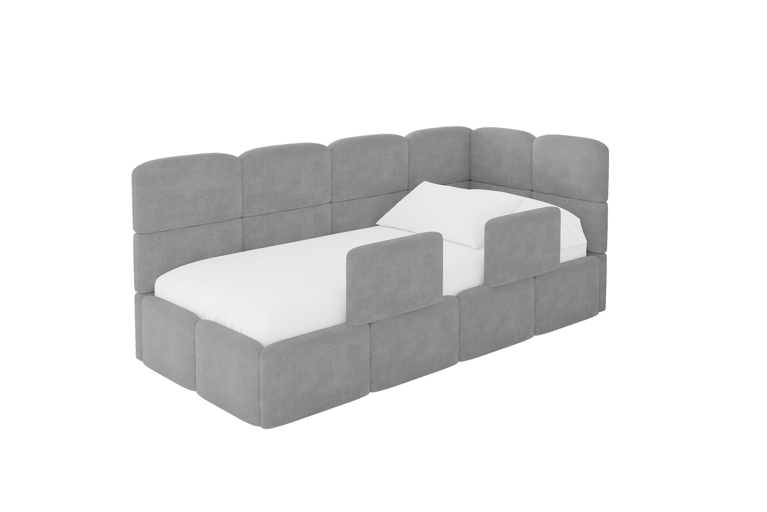 ALTDECOR JEDNOLŮŽKOVÁ POSTEL pro mládež s úložným prostorem a matrací H3/H4, vlevo - KIVY 100x200 šedá