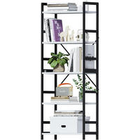 BÜCHERREGAL 5 Ebenen Weiß-Schwarz 30 x 60 x 158 cm - Schwarz, Metall (30/158/60cm)