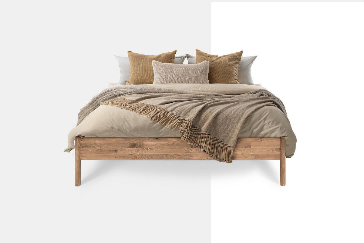 MASSIVHOLZBETT AGNES 140x200 OHNE HOLZKOPFTEIL Wildeiche - Wildeiche, Holz (140/200cm) - byoak