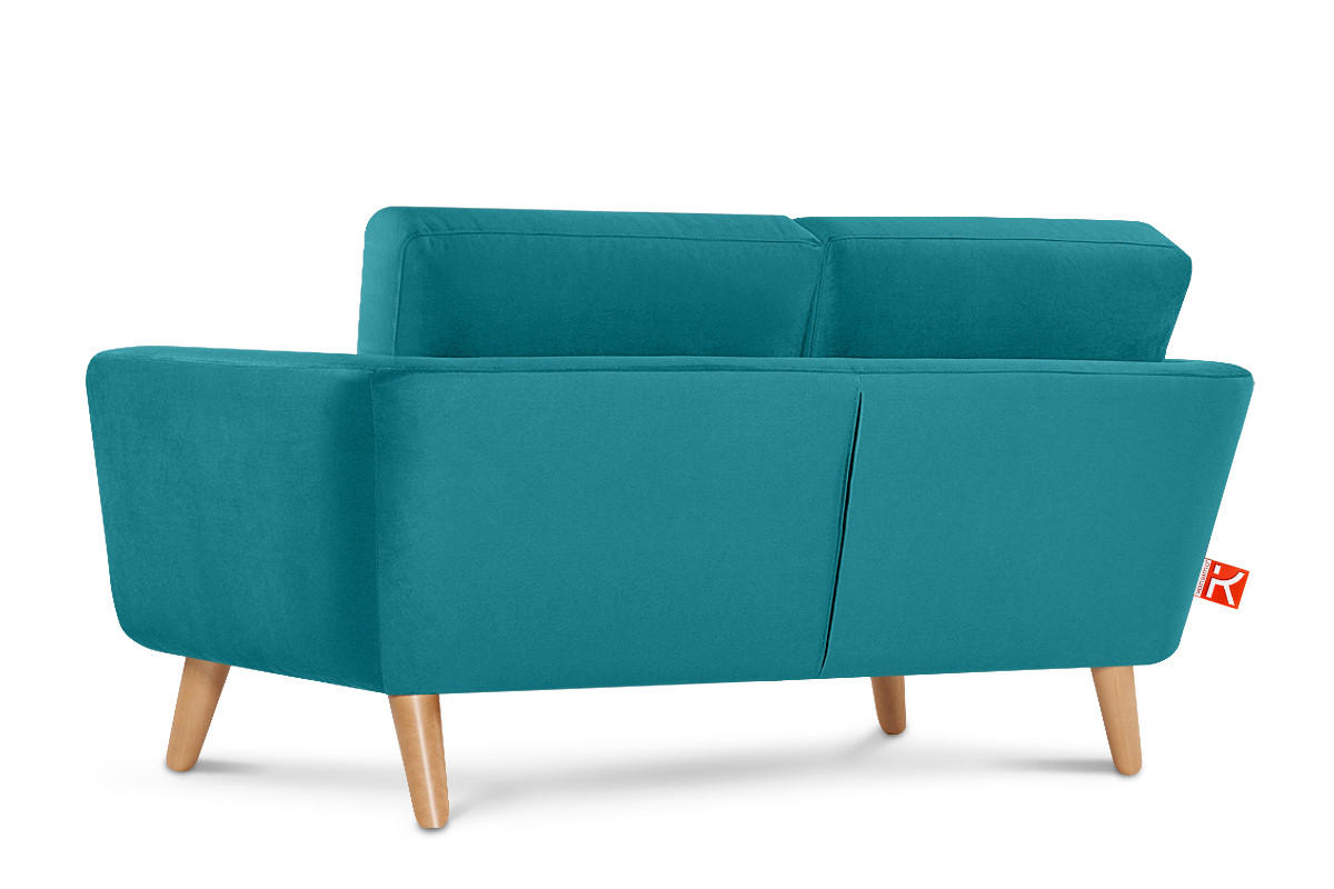 SOFA TAGIO mit Armlehnen, Türkisblau - Türkis/Braun, Buchenholz/Textil (153/80/84cm) - KONSIMO®