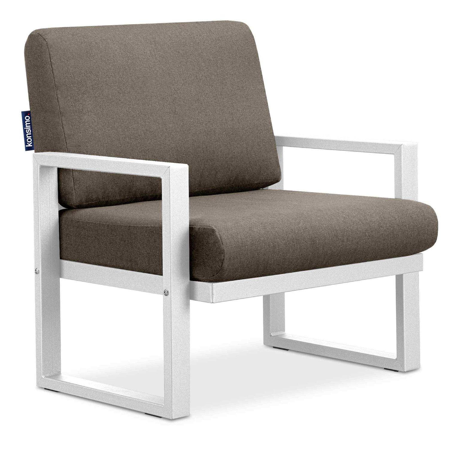GARTENSESSEL FRENA ,Weiß/Beige - Beige/Weiß, Textil/Metall (70/65/60cm) - KONSIMO®