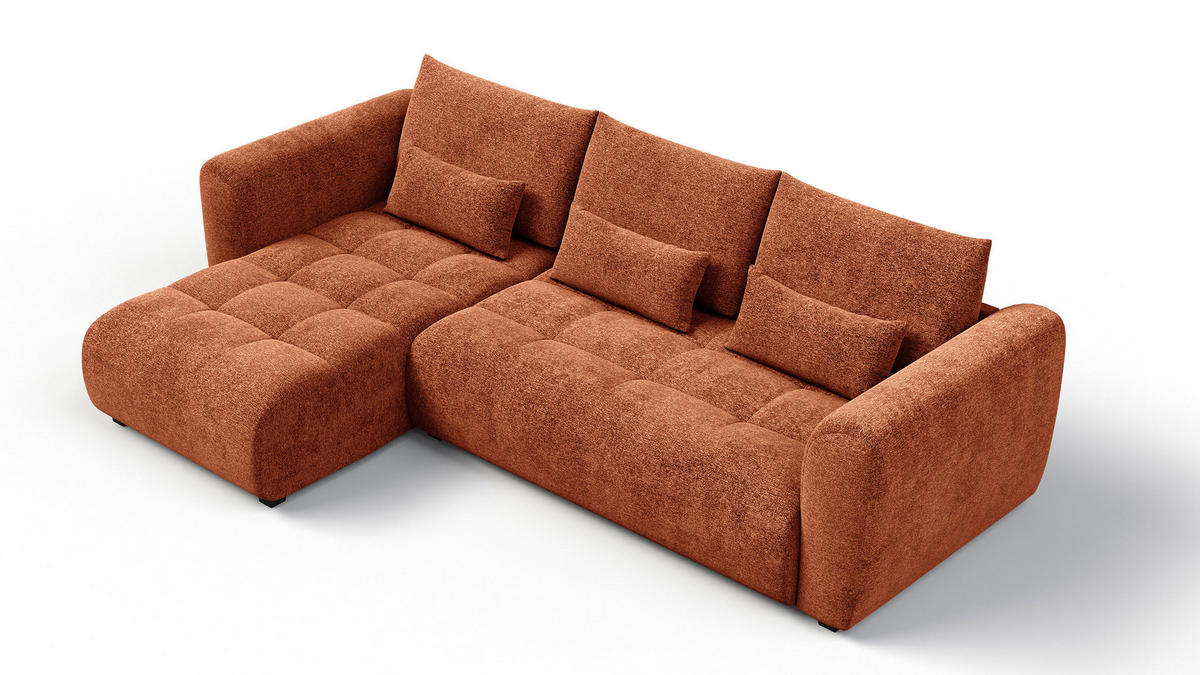 ECKSOFA SORENO 4-Sitzer, orange - Schwarz/Orange, Holz/Textil (293/171cm) - Courtois Laville