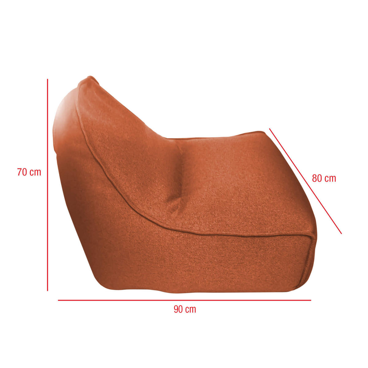 SITZSACKBEZUG Orange 90/80/70 cm - Orange, Textil (90/70/80cm) - Mobili Rebecca